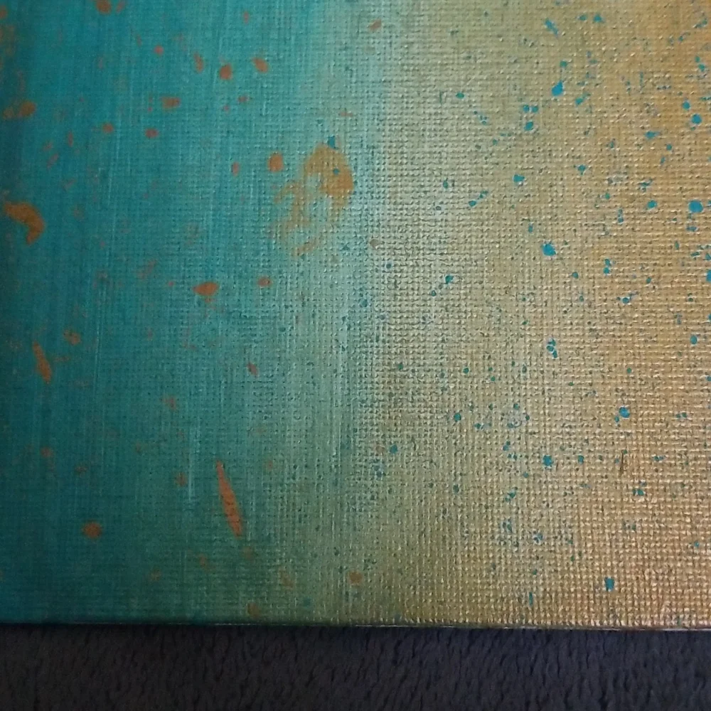 5×7 Teal and Gold Ombre Splatter Painting